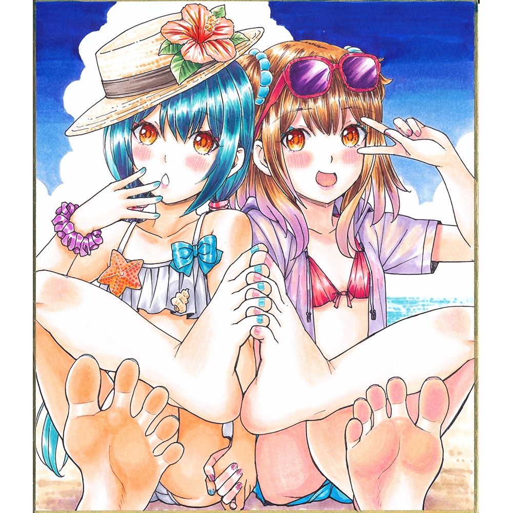 【再制作】足裏少女コースター(直筆原画)