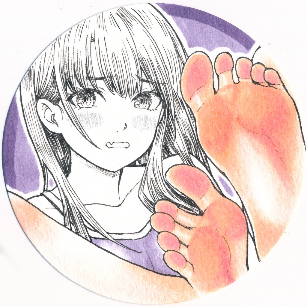 【再制作】足裏少女コースター(直筆原画)