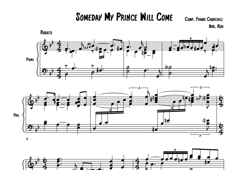 【楽譜】「いつか王子様が」のジャズ・ピアノアレンジ譜