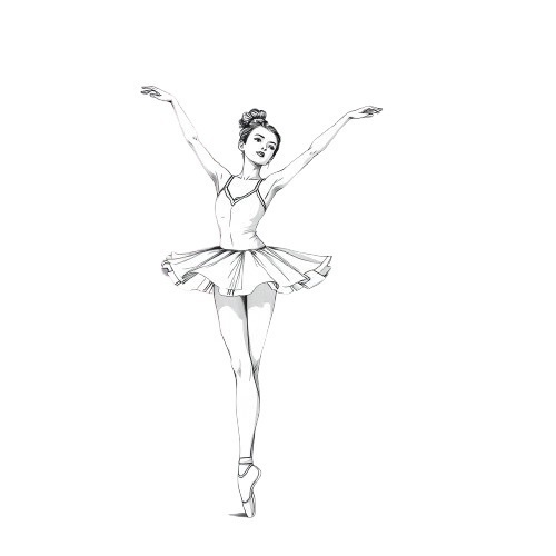 【無料】バレエを踊る少女の線画3枚**「著作権フリー」「商用利用可」**