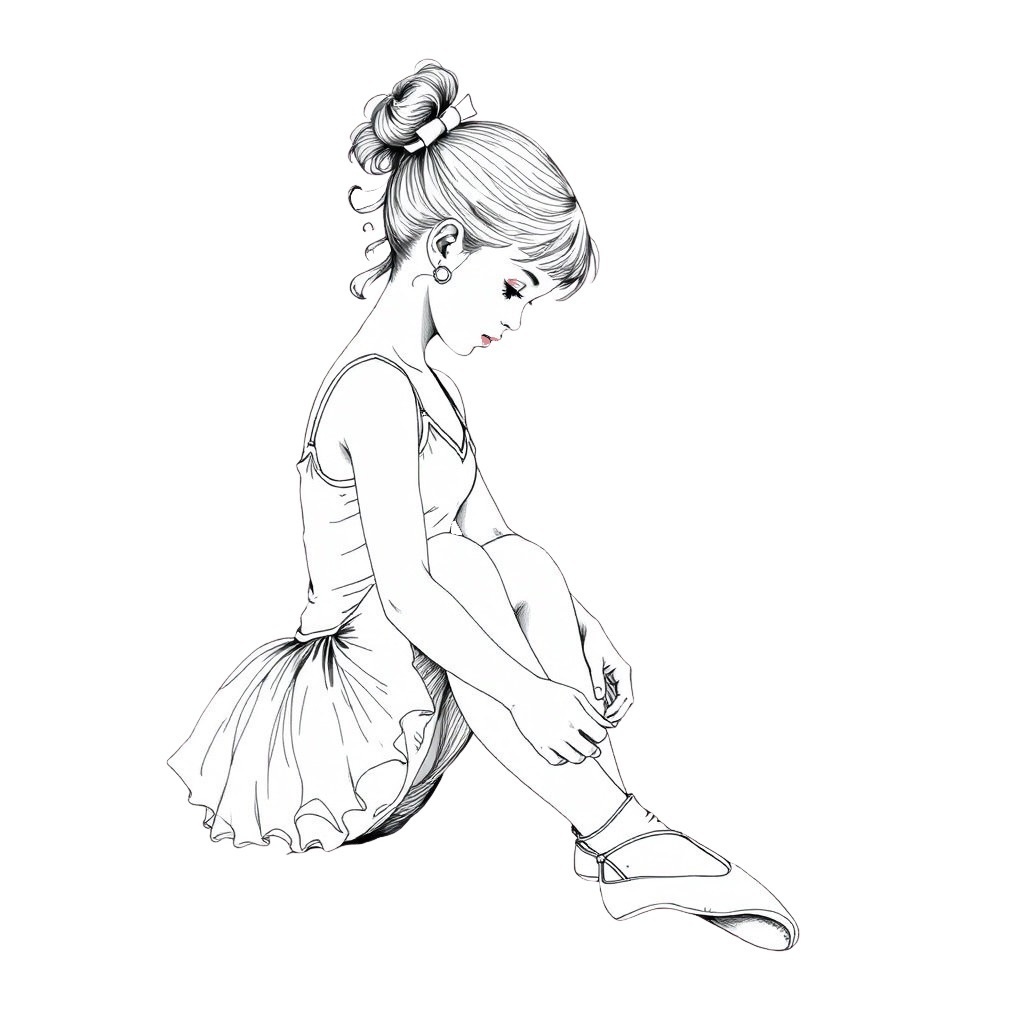 【無料】バレエを踊る少女の線画3枚**「著作権フリー」「商用利用可」**