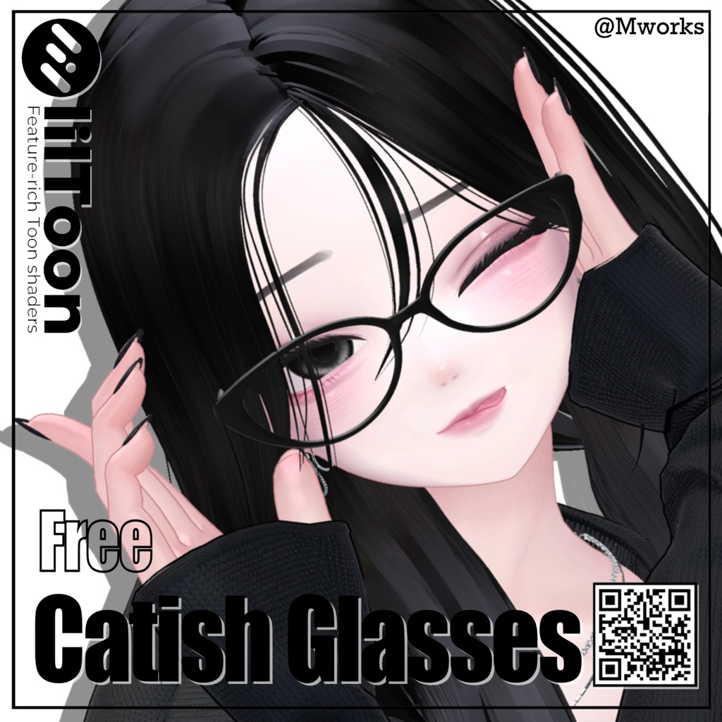 【無料/Free】 猫目メガネ Catish Glasses