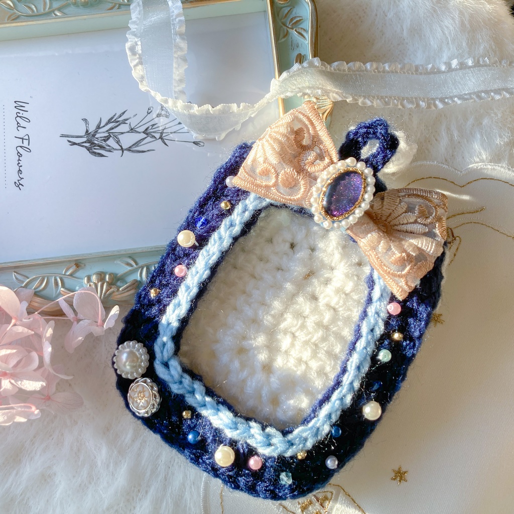 デコ トレカケース 硬質ケース 毛糸 リボン B8 サイズ