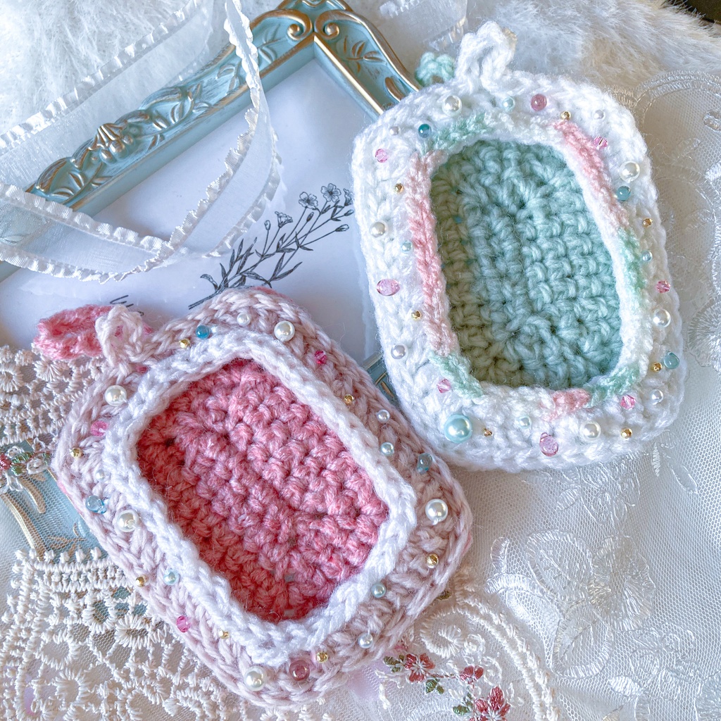 デコ トレカケース 硬質ケース 毛糸 桜 パステル B8 サイズ