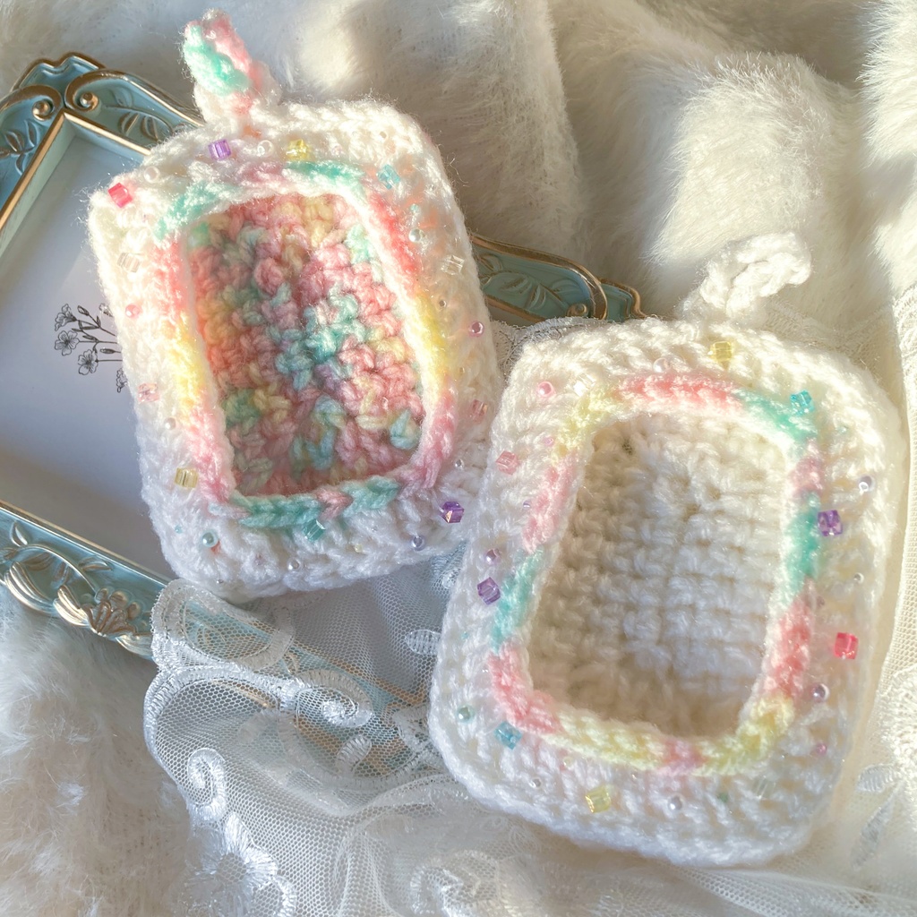 もこもこ毛糸のトレカケース キラキラ わたあめ