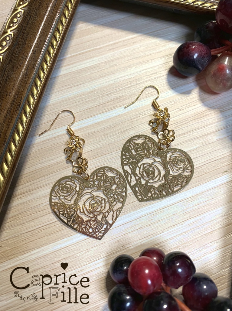 ハート薔薇ピアス(イヤリング)