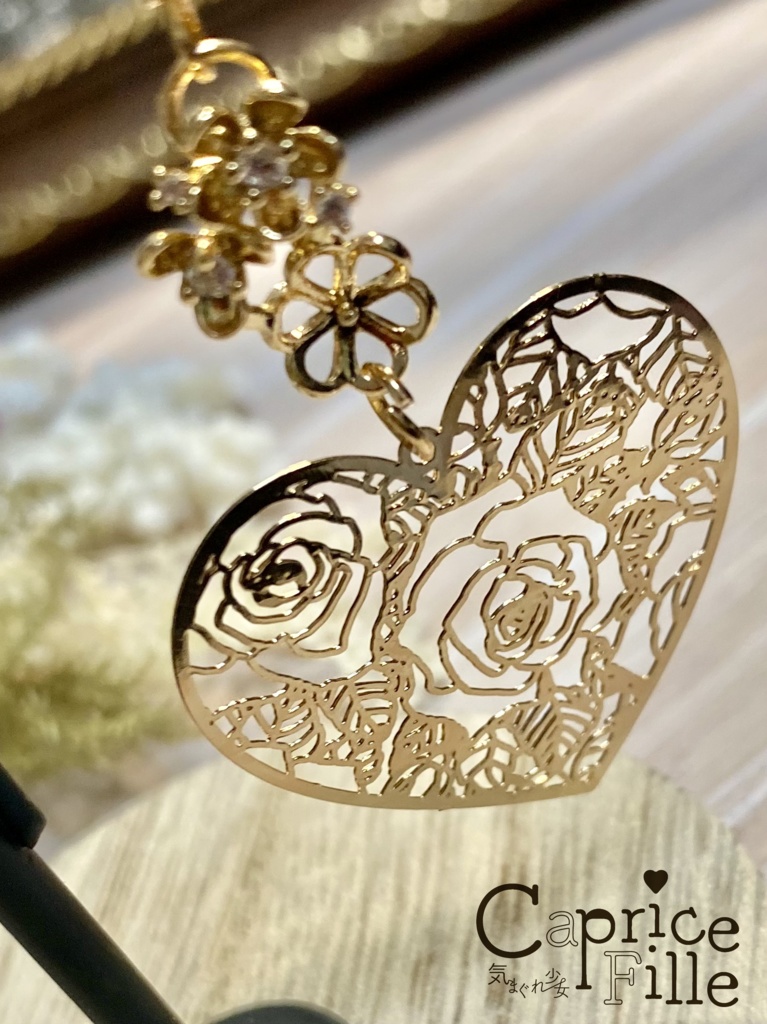 ハート薔薇ピアス(イヤリング)