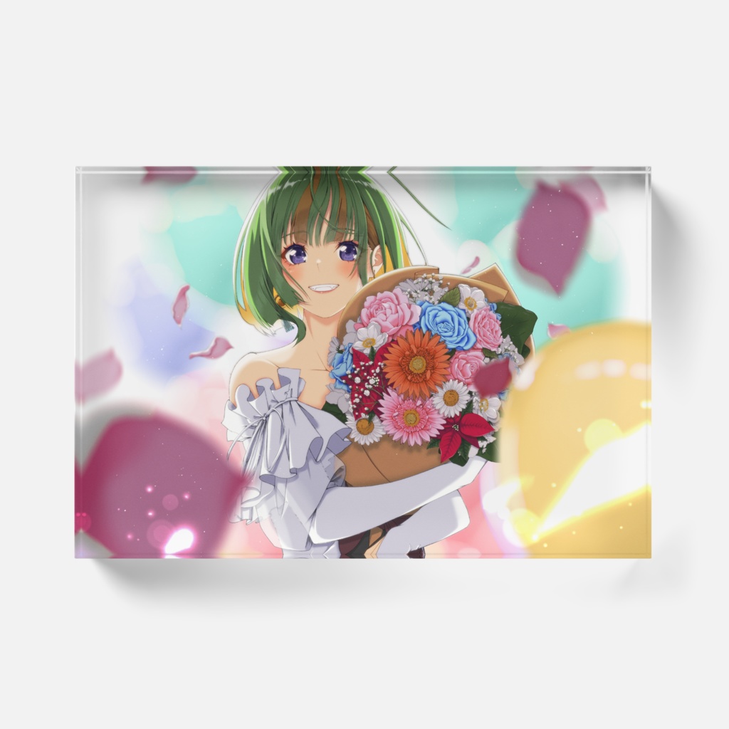 記念 白ワンピりさ子 アクリルブロック(透明)