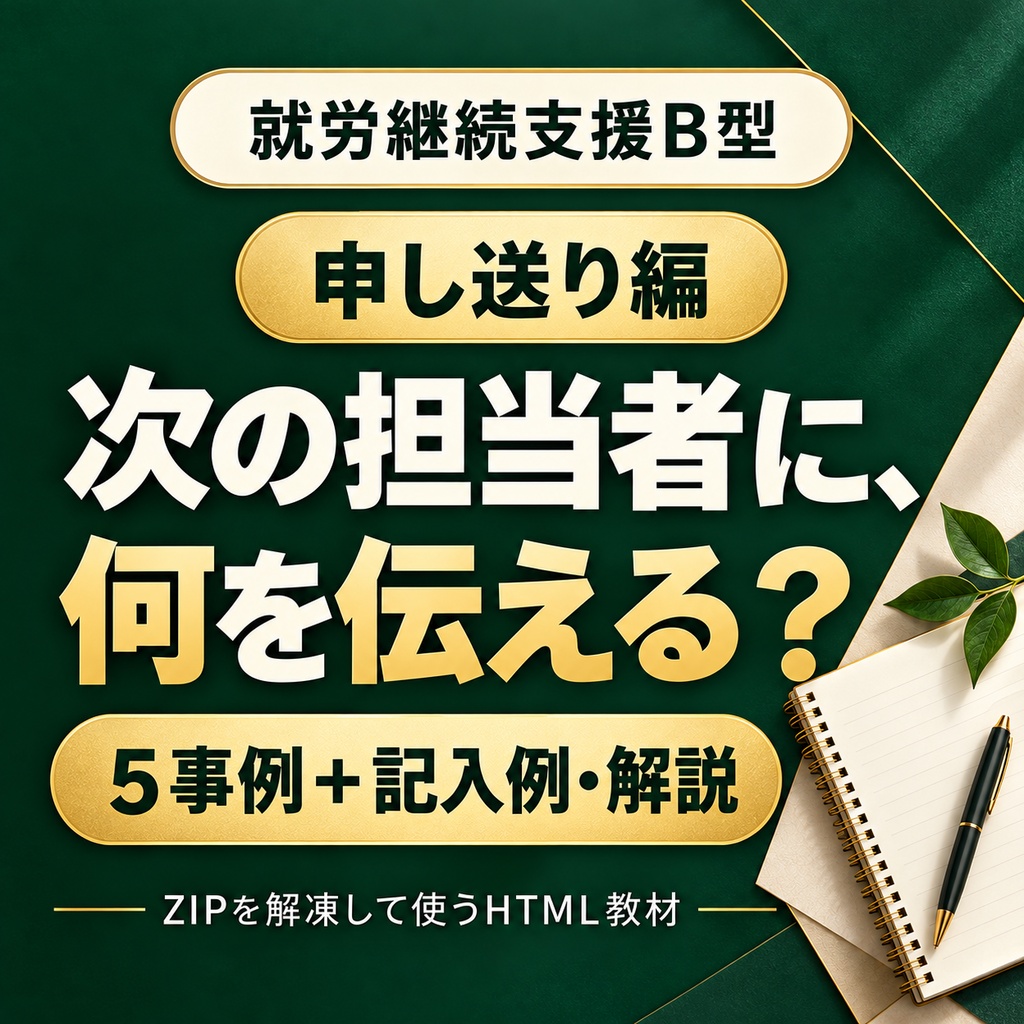 就労継続支援B型|申し送りの書き方を学ぶ5事例