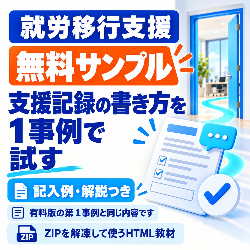 【無料サンプル】就労移行支援|支援記録の書き方を1事例で試す