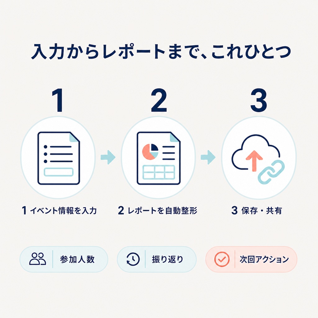 VRChatイベント終了レポート生成ツール|参加人数・反省点・次回対応を自動整形【無料版あり】