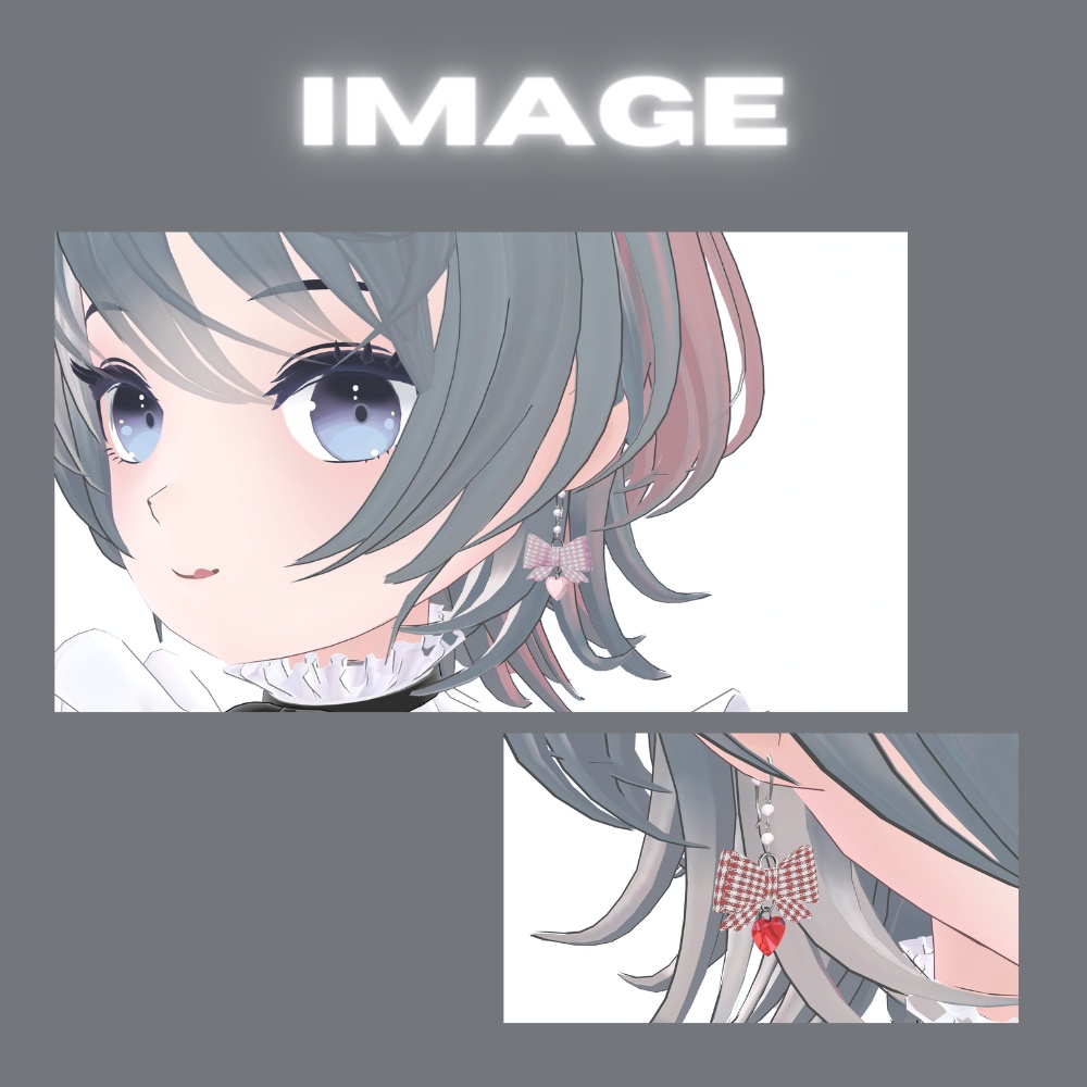 ゆらゆらパール×チェックリボン×ハートピアス