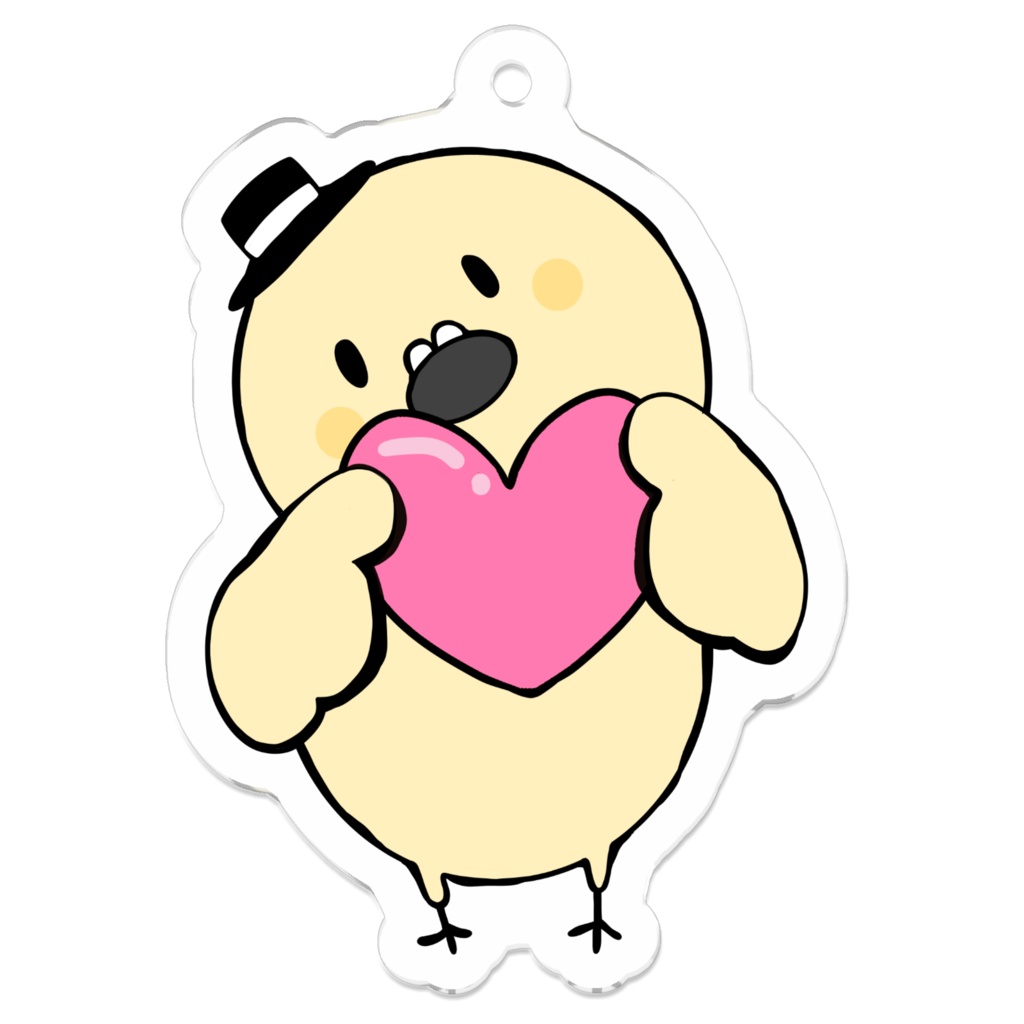 たまごっほ と ハート・アクリルキーホルダー【50 x 50 (mm)】