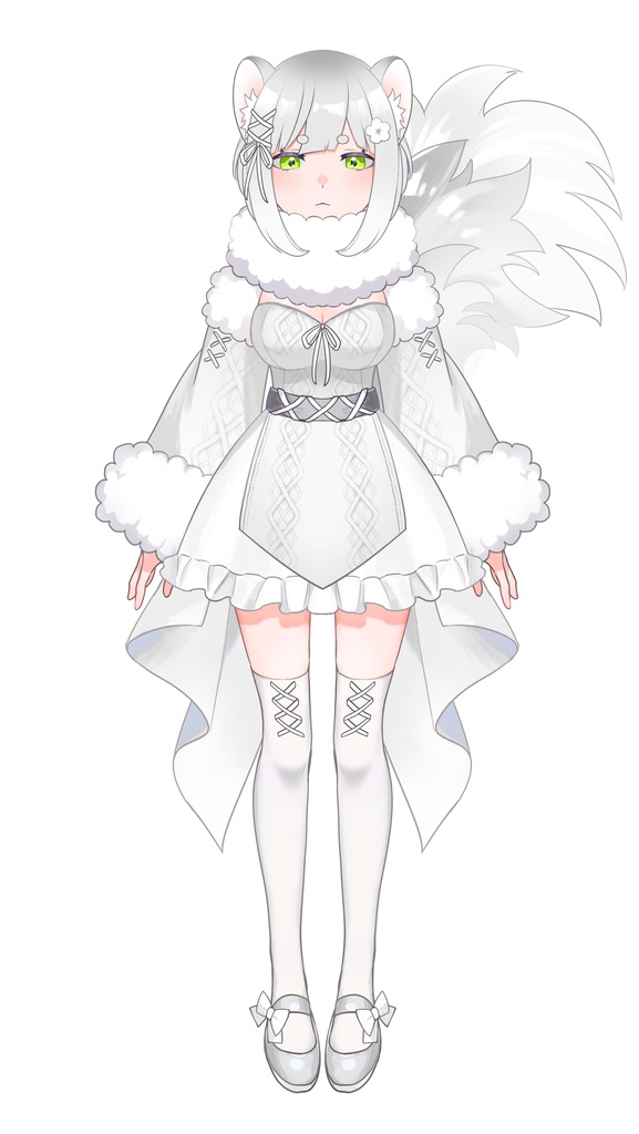 白リスちゃん【Live2D練習用パーツ分けPSD】