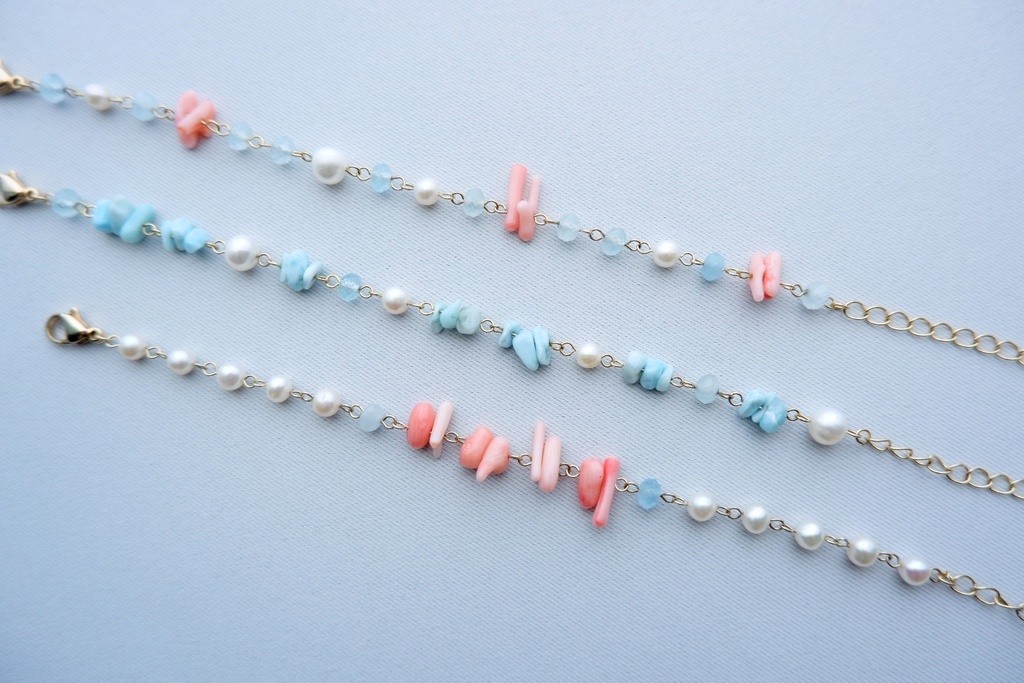 人魚のブレスレット ~アクアマリンと珊瑚~