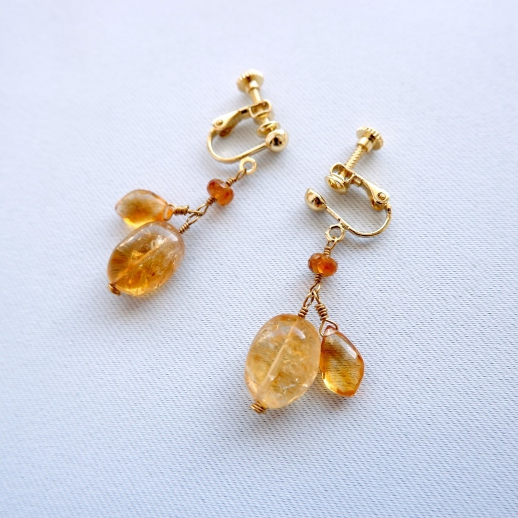 輝く飴色紅茶のイヤリング/ピアス