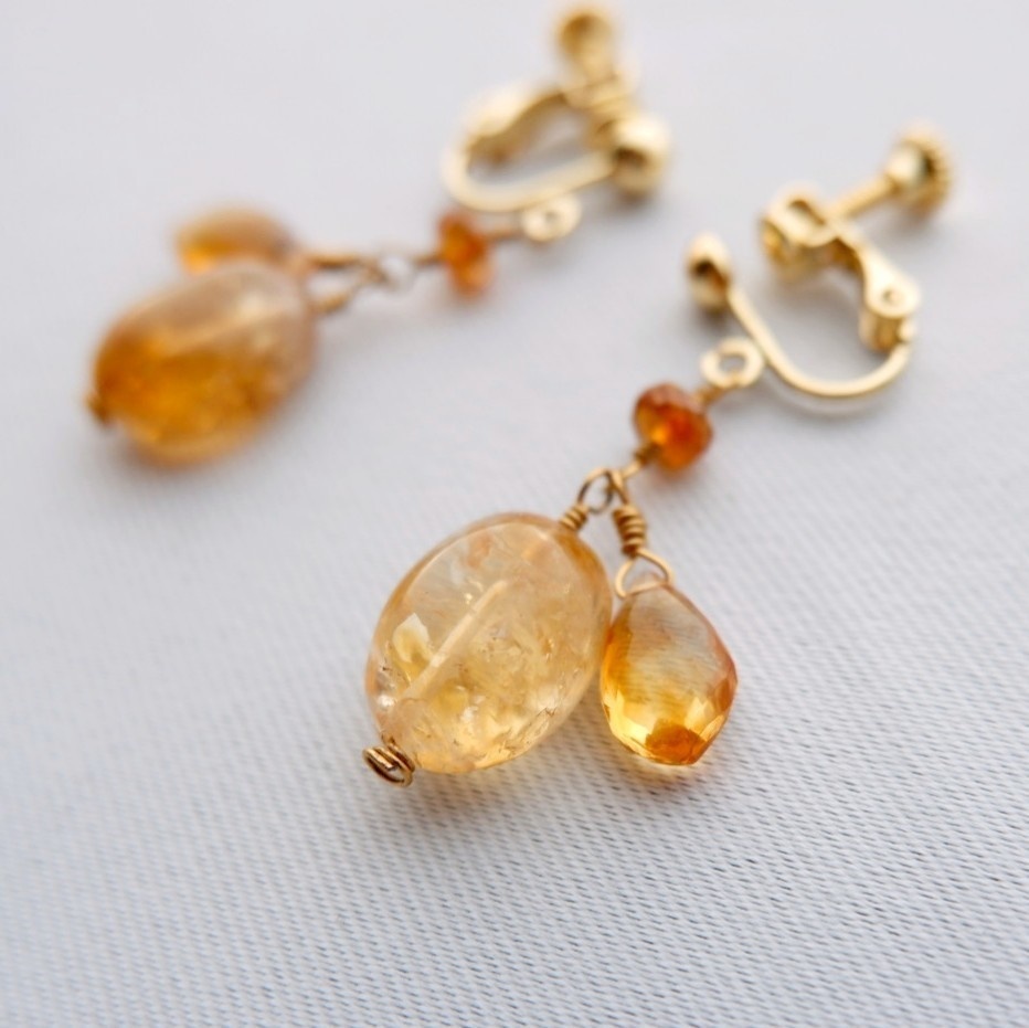 輝く飴色紅茶のイヤリング/ピアス