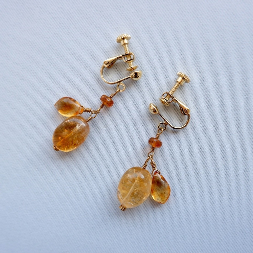 輝く飴色紅茶のイヤリング/ピアス