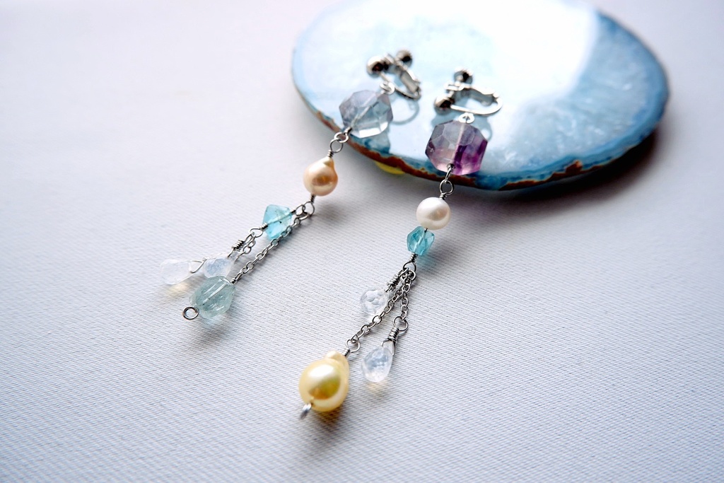 泡沫と漣のイヤリング/ピアス