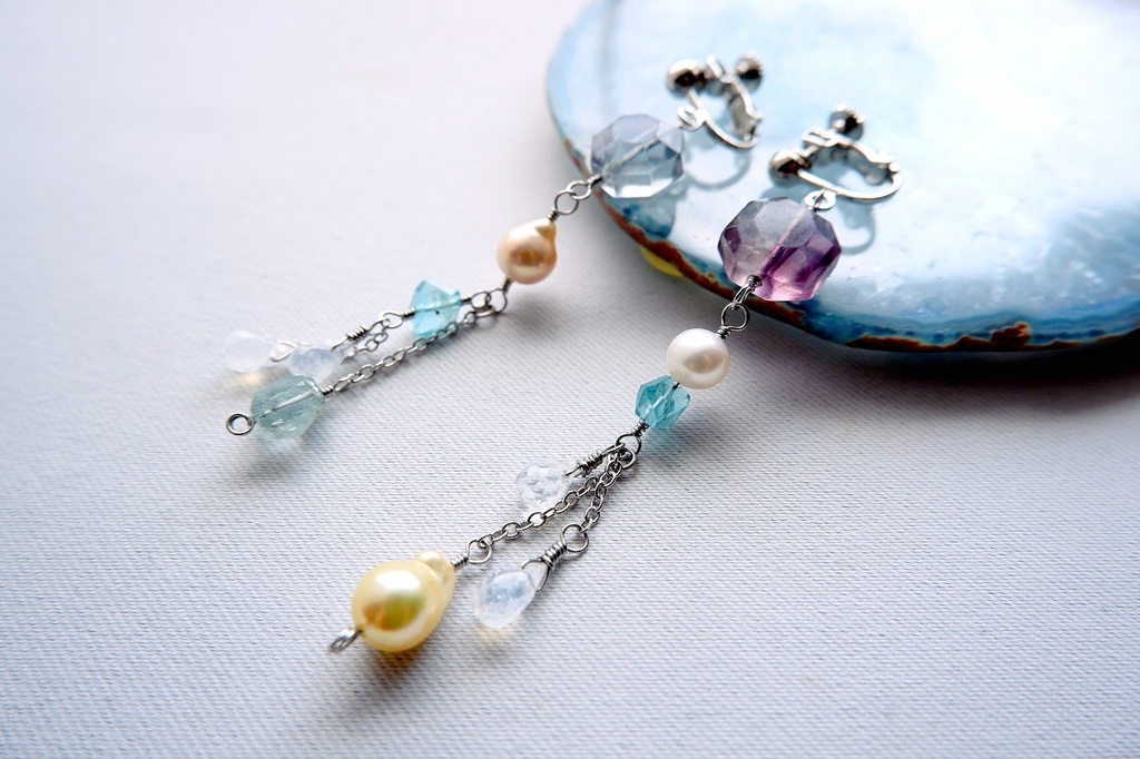 泡沫と漣のイヤリング/ピアス