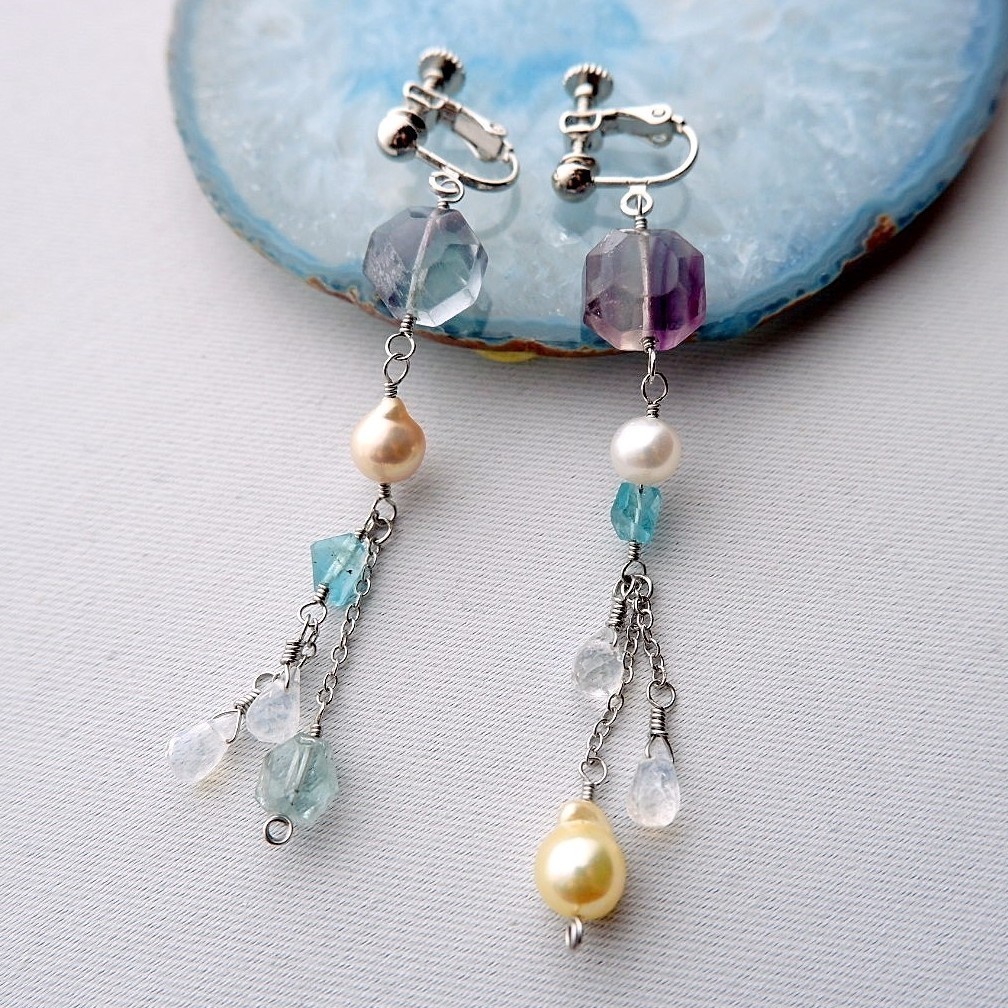 泡沫と漣のイヤリング/ピアス