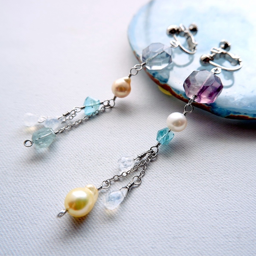 泡沫と漣のイヤリング/ピアス