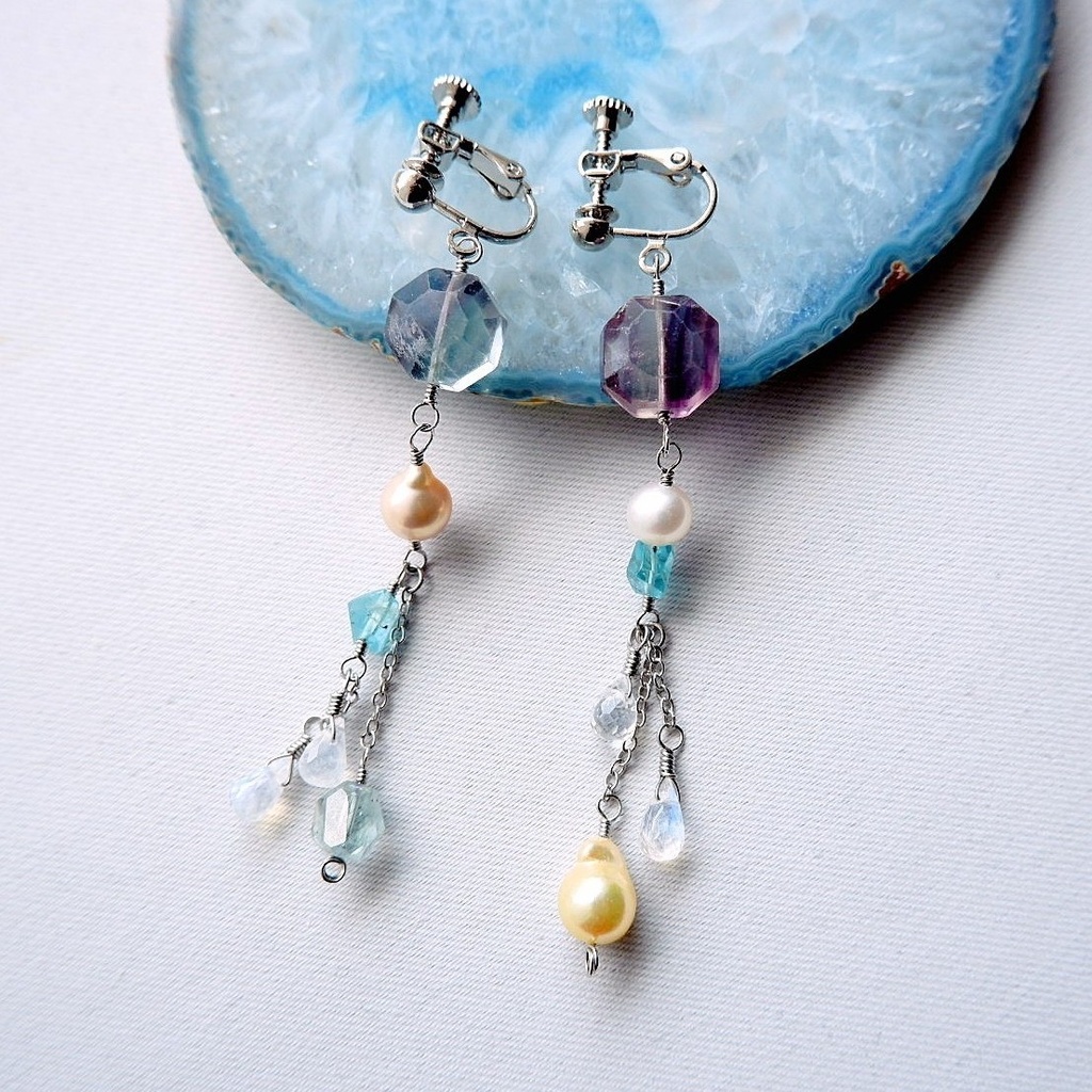 泡沫と漣のイヤリング/ピアス