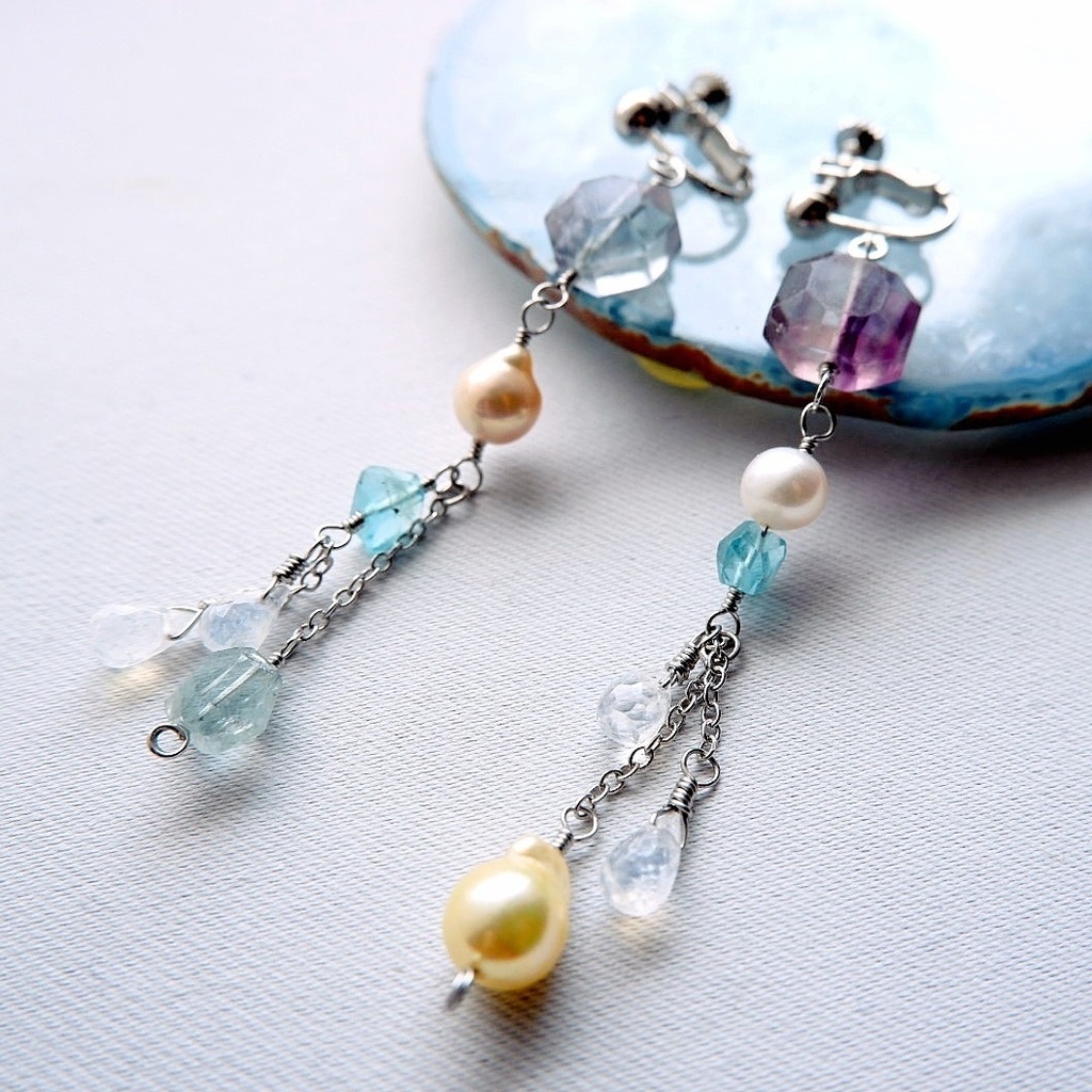 泡沫と漣のイヤリング/ピアス