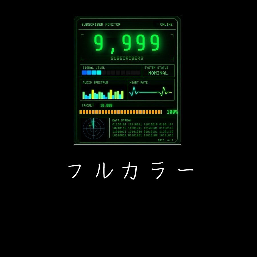 【わんコメ対応】サイバーモニター風 チャンネル登録者数カウンター 5色セット【OBS】