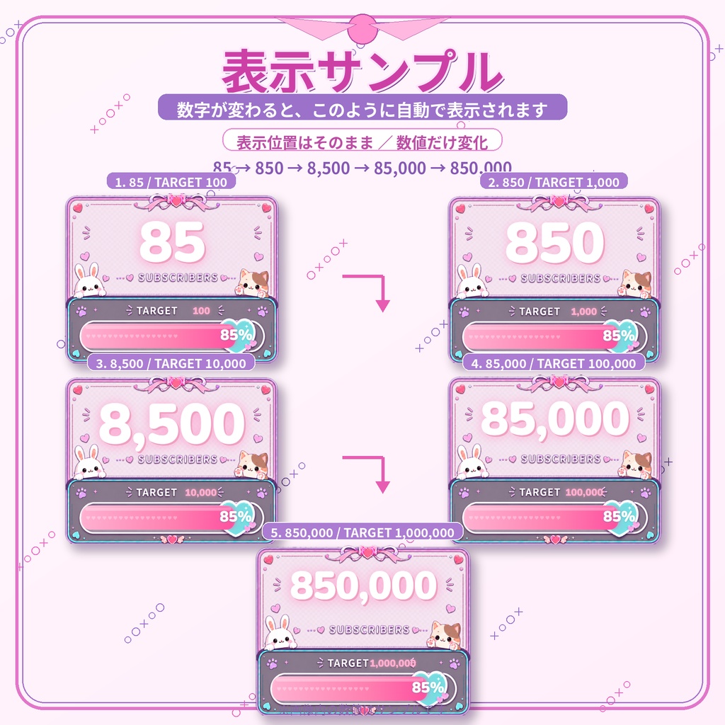 【わんコメ対応】かわいい系 チャンネル登録者数カウンター【OBS】