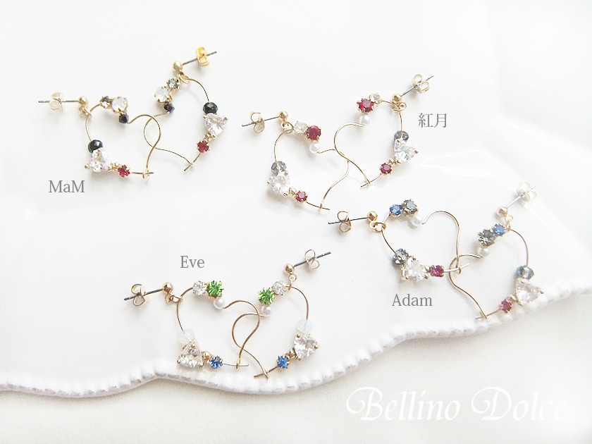 ユニットハートフープピアス(イヤリング)