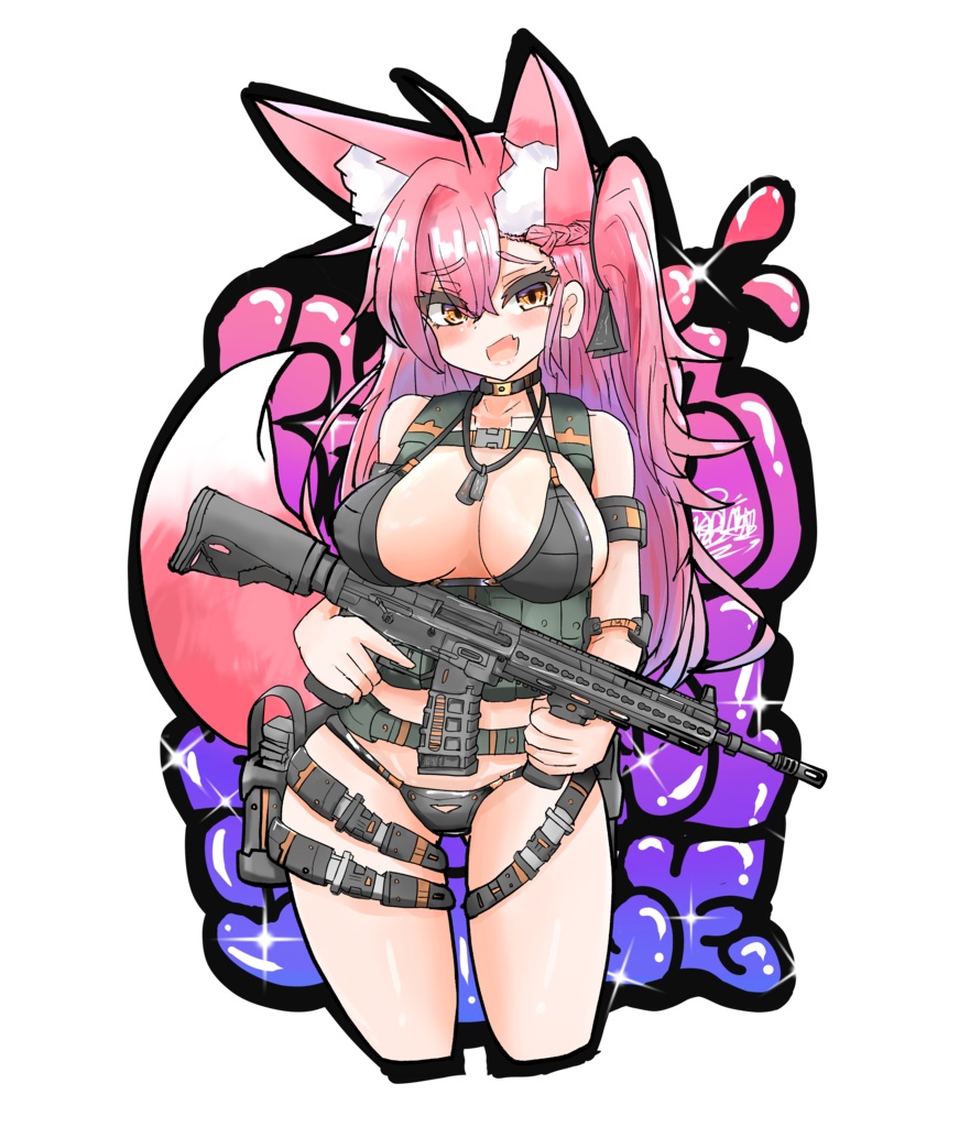 けもみみビキニ武装娘ステッカー