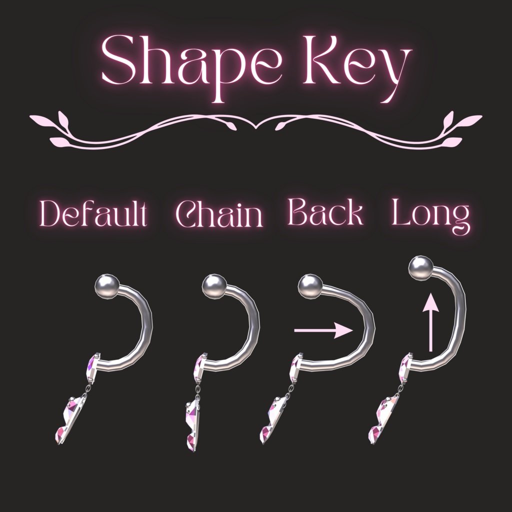 【VRChat想定】13色 へそピアス◇Belly Piercings