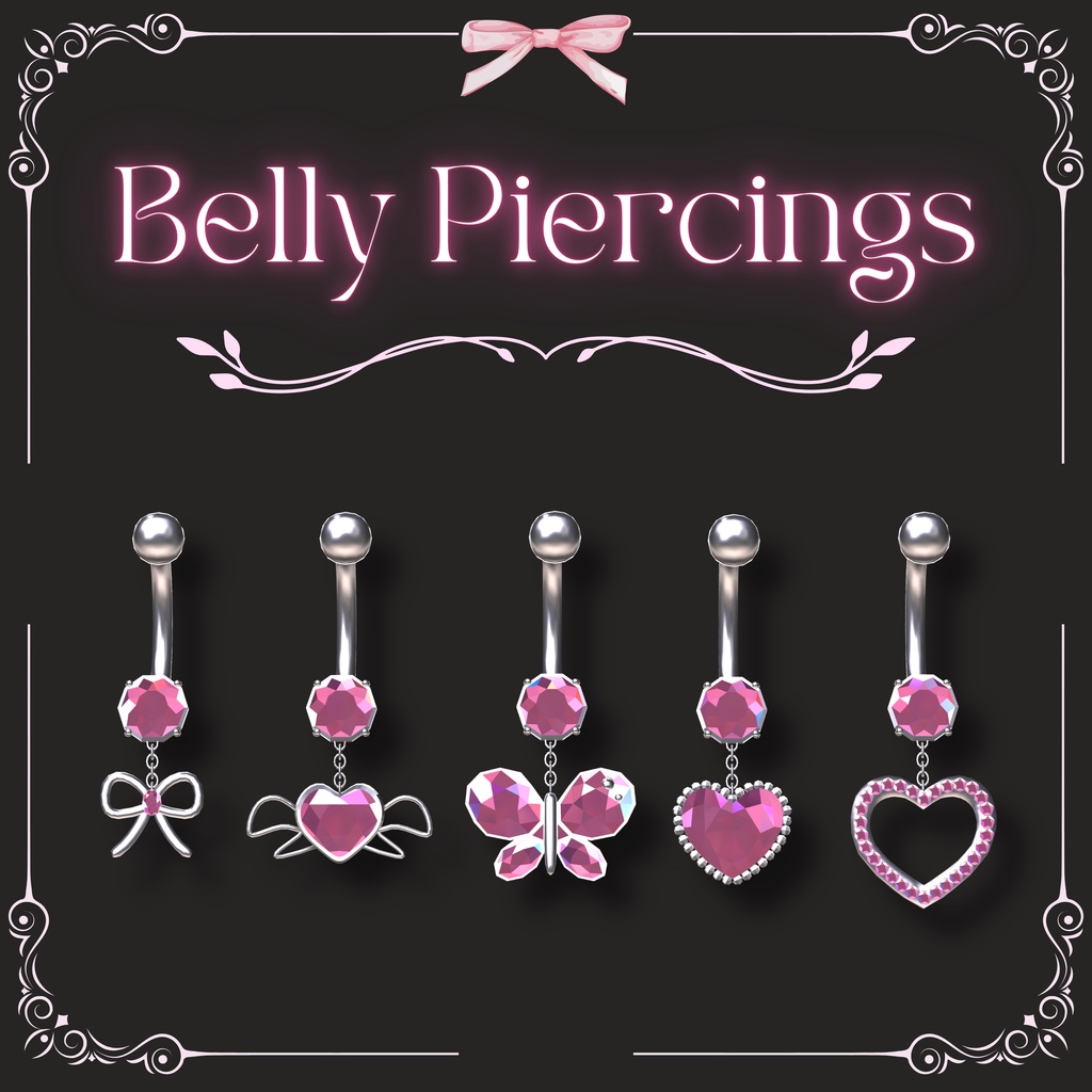 【VRChat想定】13色 へそピアス◇Belly Piercings