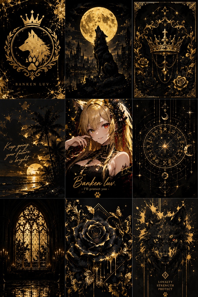 番犬luv 幻想アートコレクション #001 ― Black × Gold ―