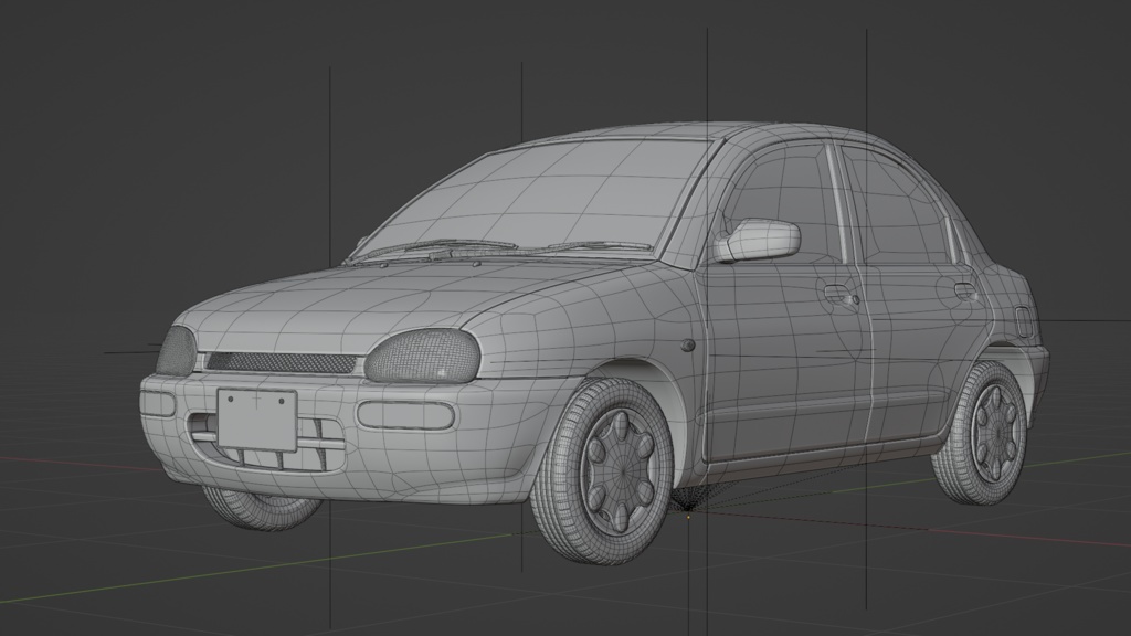 【3Dモデル】ピューレ(1990年代のコンパクトセダン)