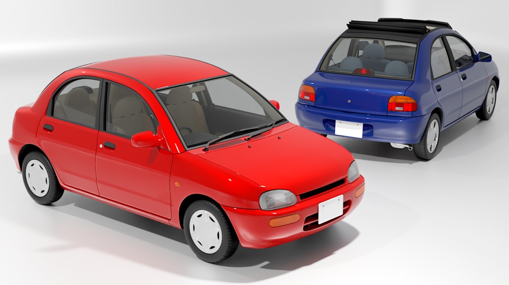 【3Dモデル】ピューレ(1990年代のコンパクトセダン)