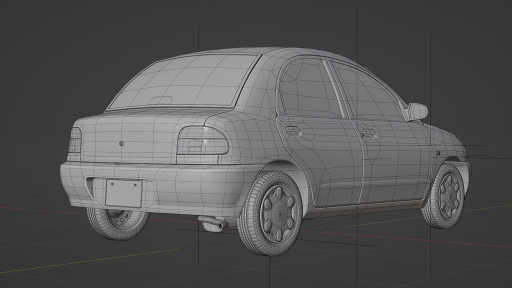 【3Dモデル】ピューレ(1990年代のコンパクトセダン)