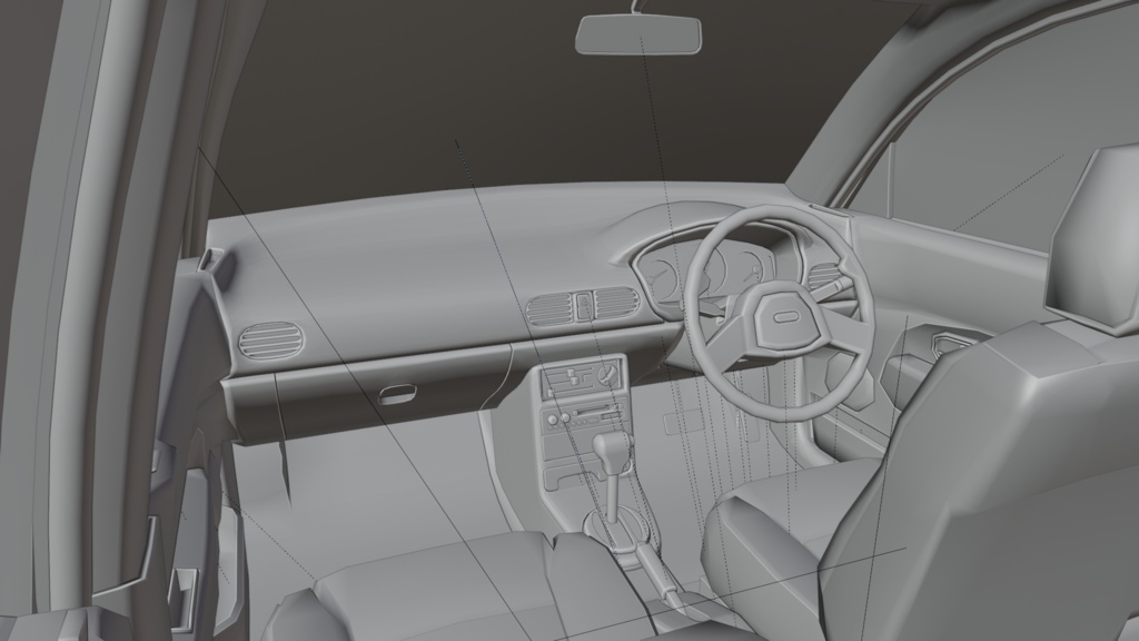 【ポリゴン削減3Dモデル】ピューレ(1990年代のコンパクトセダン)