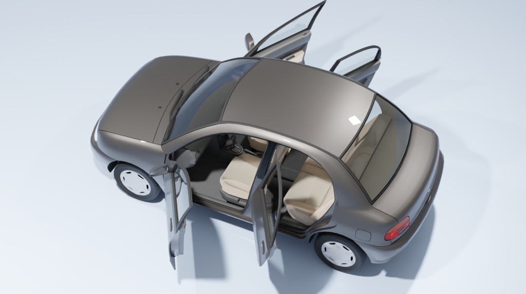 【ポリゴン削減3Dモデル】ピューレ(1990年代のコンパクトセダン)