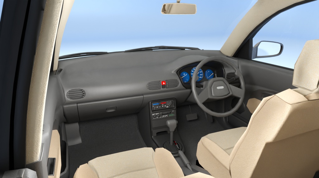 【ポリゴン削減3Dモデル】ピューレ(1990年代のコンパクトセダン)