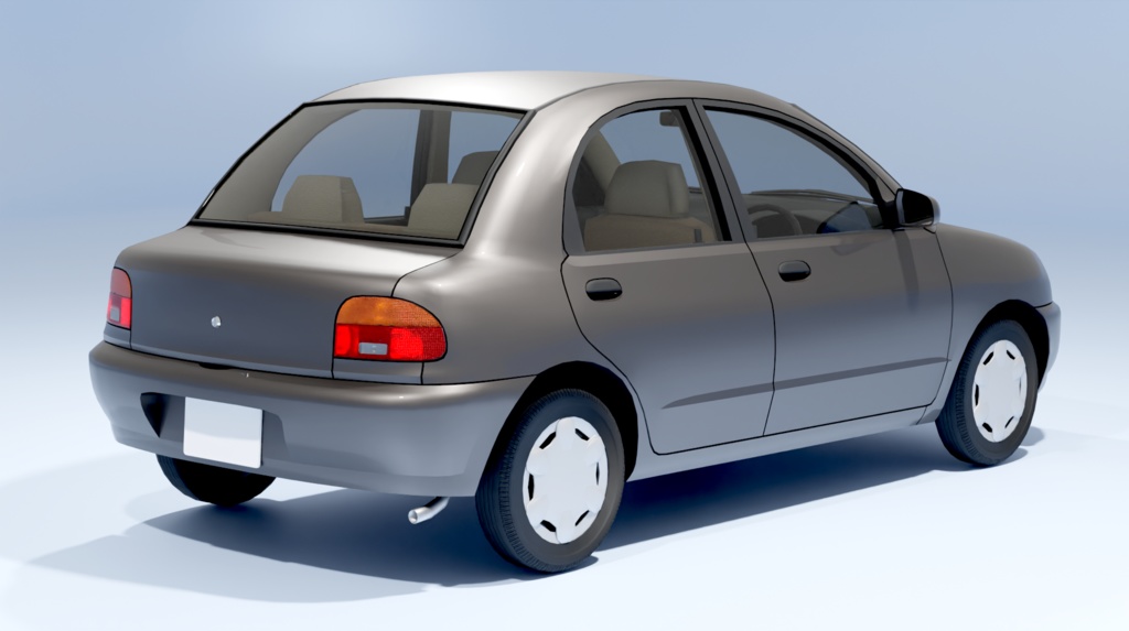 【ポリゴン削減3Dモデル】ピューレ(1990年代のコンパクトセダン)