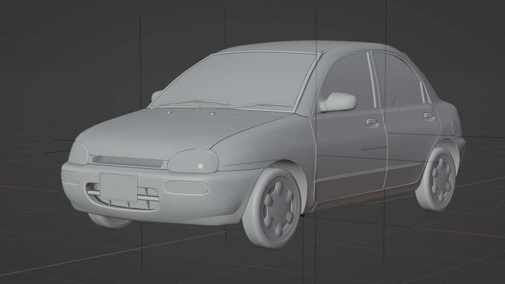 【ポリゴン削減3Dモデル】ピューレ(1990年代のコンパクトセダン)