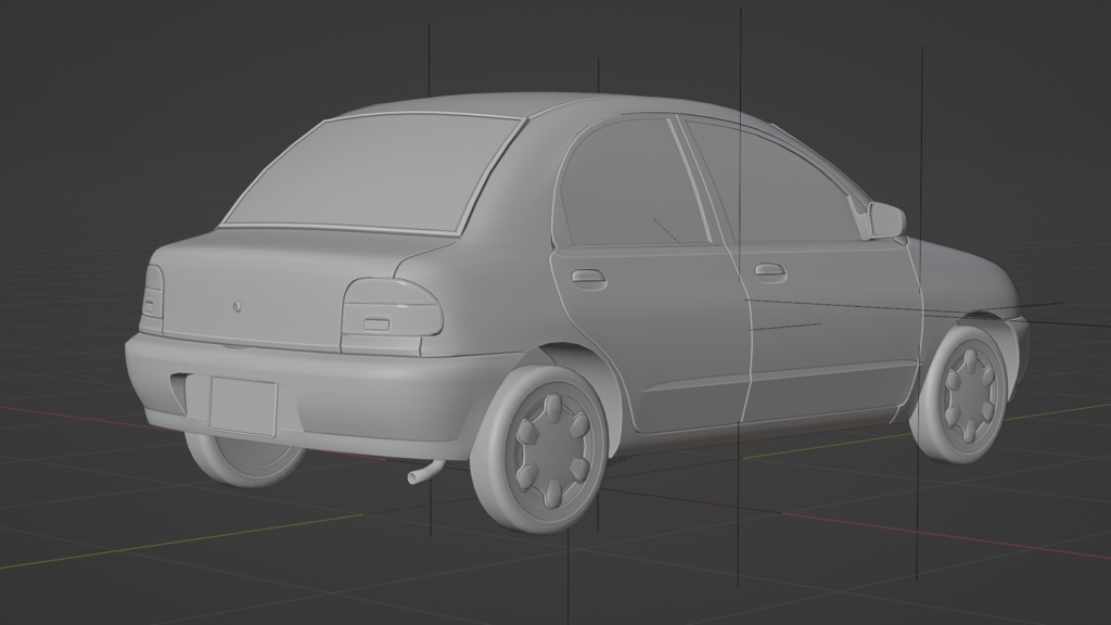 【ポリゴン削減3Dモデル】ピューレ(1990年代のコンパクトセダン)