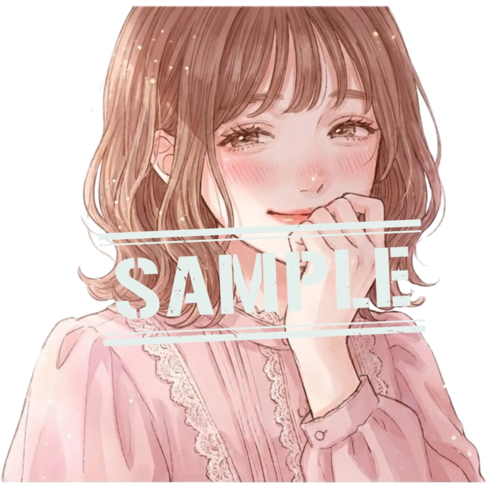 【Canva編集可】透明感ボブ女子の感情アイコン6種セット（背景透過済み）｜SNS・ブログ・動画用