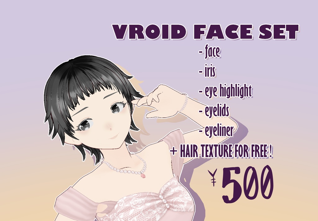 [VROID] Face Set (+ free hair texture!)