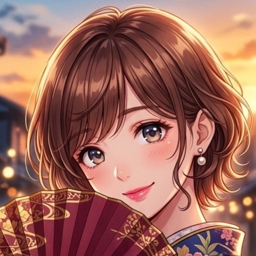  着物姿の美少女を描いたスマホ用壁紙