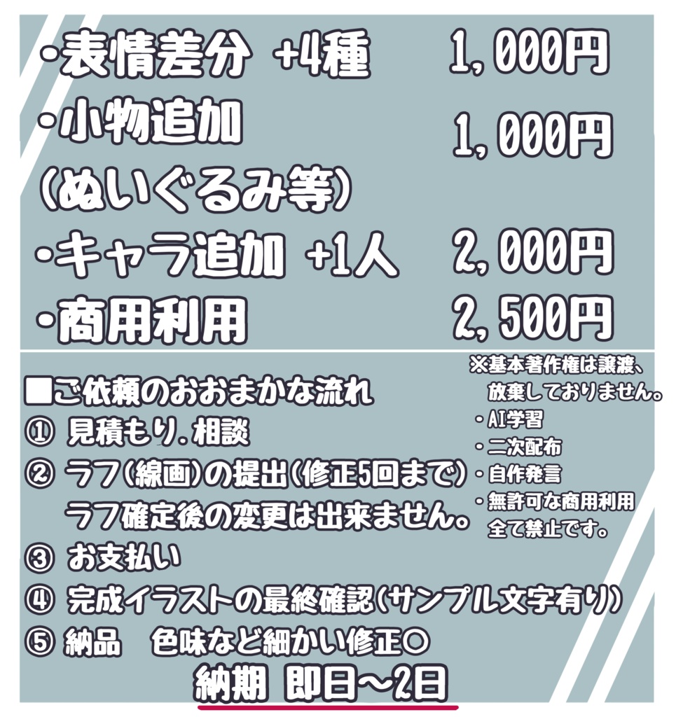 最短即日、有償依頼(デフォルメ)
