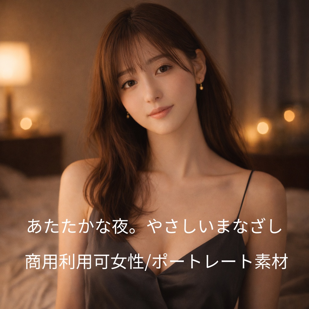 「あたたかな夜のまなざし ― 女性ポートレート素材（商用利用可）」