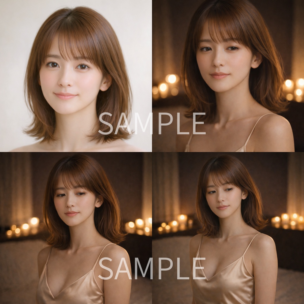 「あたたかな夜のまなざし ― 女性ポートレート素材(商用利用可)」